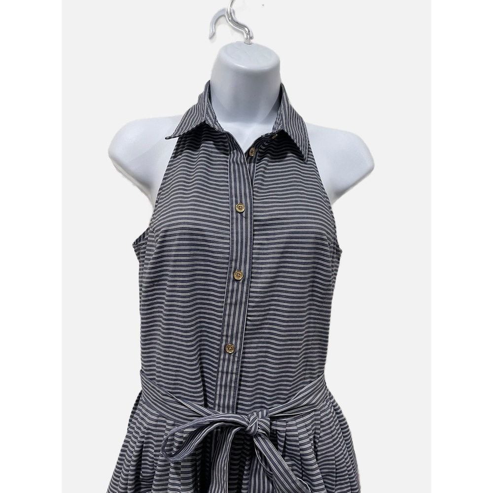 Michael Kors Size 0 XS classic striped belted blue and white dress with pockets - Picture 4 of 8